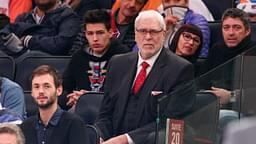 New York Knicks president Phil Jackson watches during the second quarter against the Washington Wizards at Madison Square Garden.