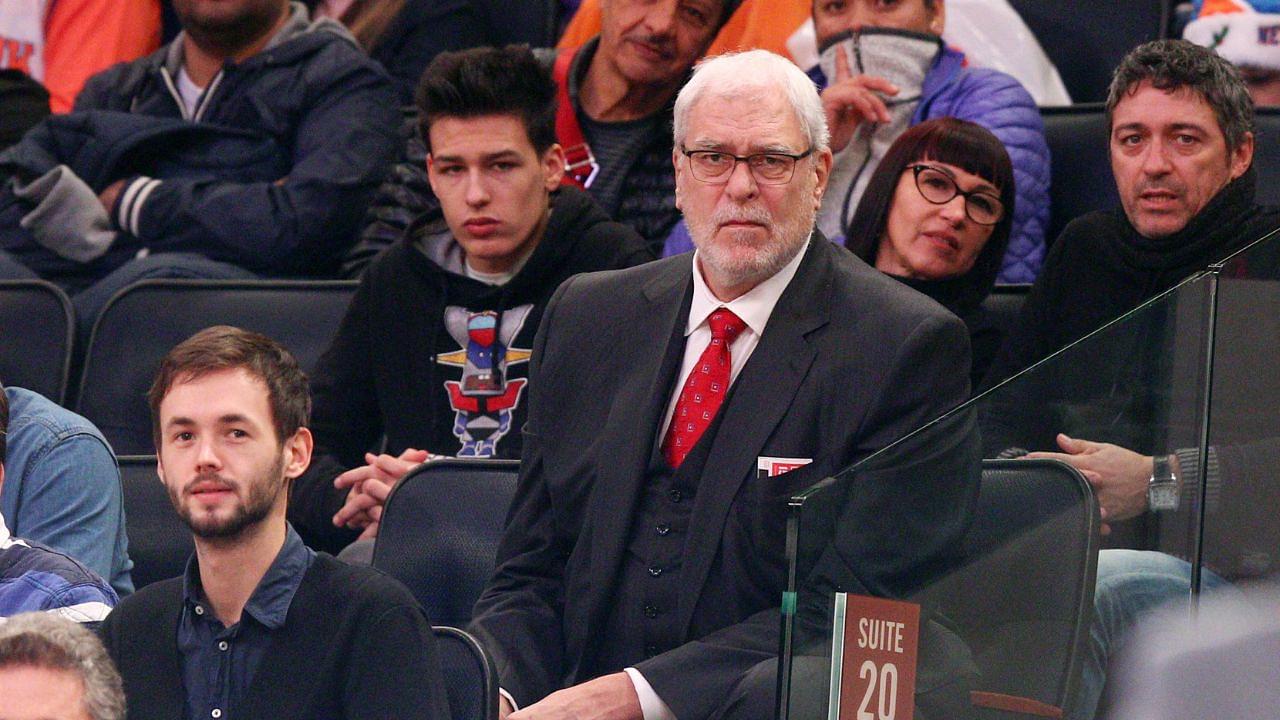 New York Knicks president Phil Jackson watches during the second quarter against the Washington Wizards at Madison Square Garden.