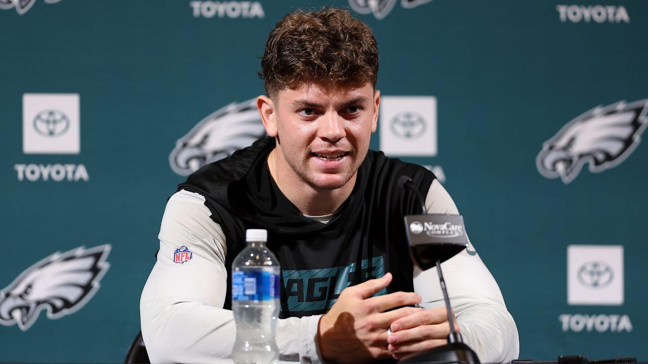 Philadelphia Eagles cornerback Cooper DeJean speaks with the media during OTAs at NovaCare Complex.