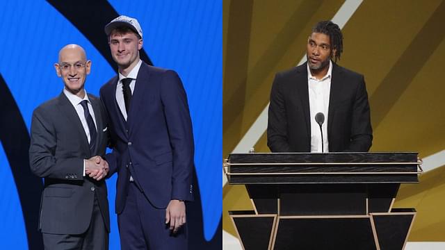 Cooper Flagg (L), Tim Duncan (R)