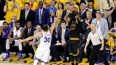 Cleveland Cavaliers guard Kyrie Irving (2) shoots the the game winning shot during the fourth quarter against Golden State Warriors guard Stephen Curry (30) in game seven of the NBA Finals at Oracle Arena.