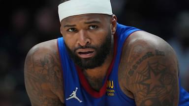 Apr 10, 2022; Denver, Colorado, USA; Denver Nuggets center DeMarcus Cousins (4) during the second half against the Los Angeles Lakers at Ball Arena