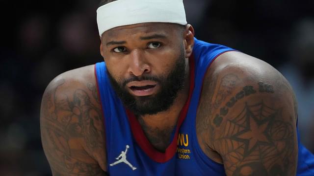 Apr 10, 2022; Denver, Colorado, USA; Denver Nuggets center DeMarcus Cousins (4) during the second half against the Los Angeles Lakers at Ball Arena