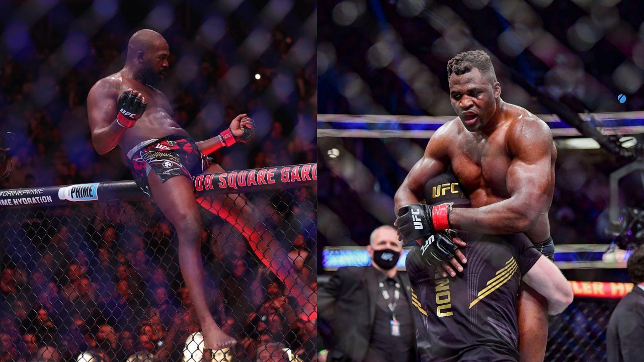 Jon Jones (L), Francis Ngannou (R)
