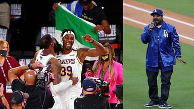 Dwight Howard and LeBron James (L), Ice Cube (R)