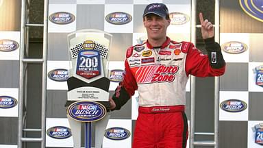 NASCAR Busch Series driver Kevin Harvick (21) celebrates after winning the NAPA Auto Parts 200 at the Circuit Gilles Villeneuve in Montreal, QC.