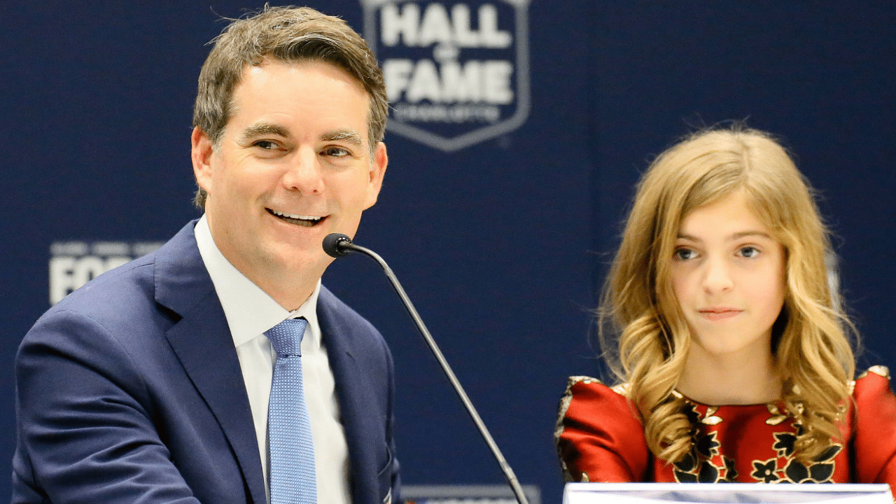 February 1, 2019 - Charlotte, North Carolina, U.S - Retired NASCAR Motorsport USA Driver JEFF GORDON and his daughter ELLA SOFIA GORDON at the 2019 NASCAR Hall of Fame Induction Ceremony post press conference PK Pressekonferenz on February 1, 2019 in Charlotte, North Carolina 2019 NASCAR Hall of Fame Induction Ceremony Post Press - ZUMAc173 20190201_zsp_c173_041 Copyright: xEdxClementex