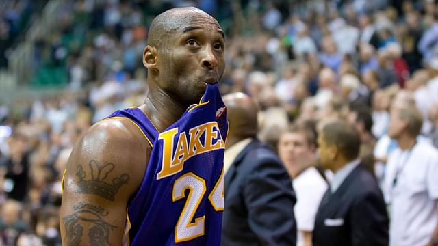 November 7, 2012; Salt Lake City, UT, USA; Los Angeles Lakers shooting guard Kobe Bryant (24) leaves the court as time expires during the second half against the Utah Jazz at EnergySolutions Arena. The Jazz defeated the Lakers 95-86. Mandatory Credit: Russ Isabella-Imagn Images