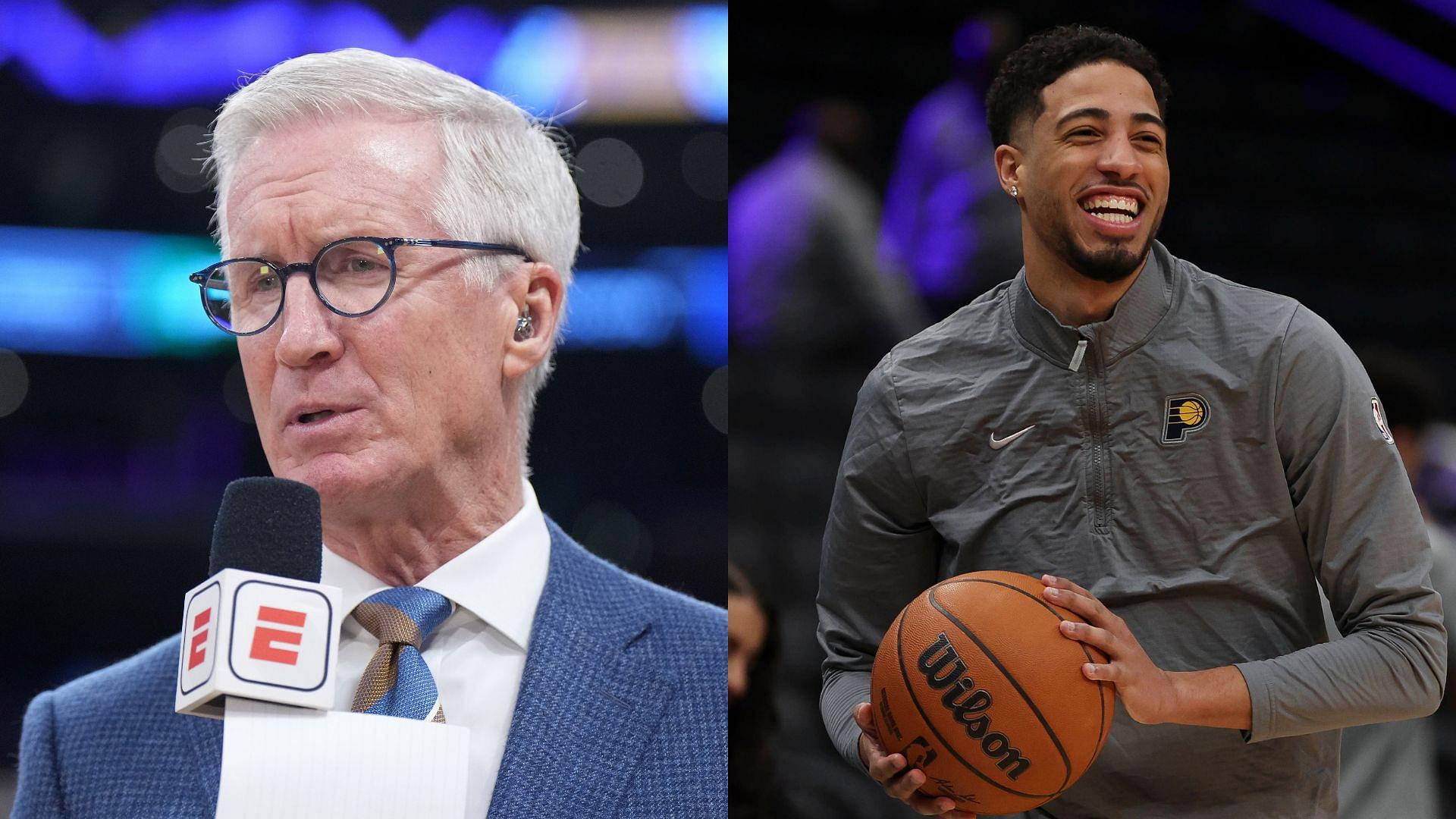 Mike Breen (L) and Tyrese Haliburton (R)