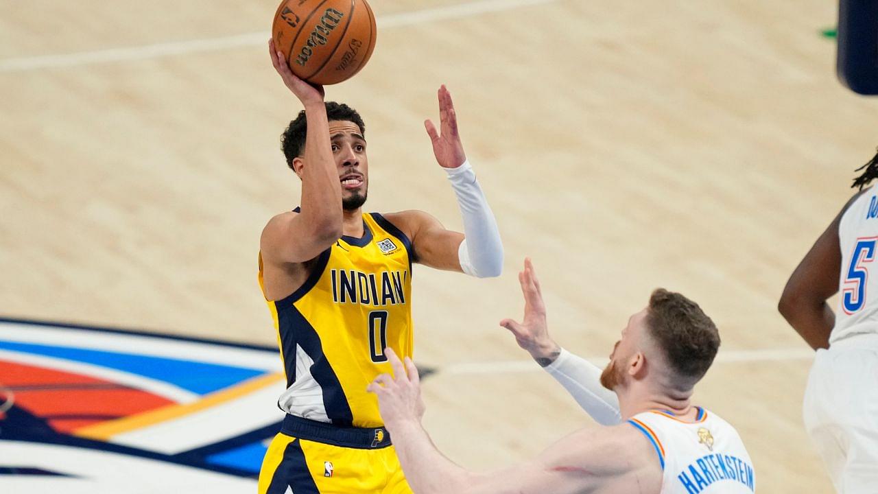 Tyrese Haliburton and Isaiah Hartenstein, Pacers v Thunder