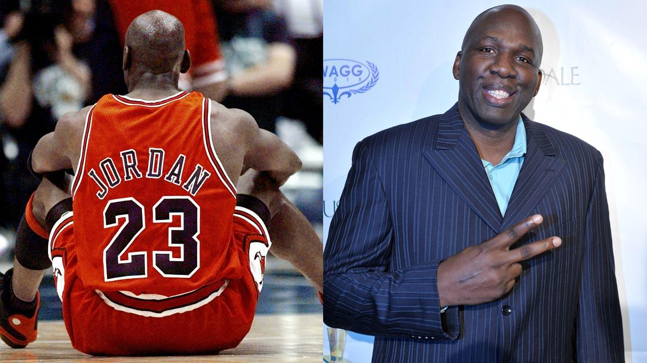 Michael Jordan (L) and Olden Polynice (R)