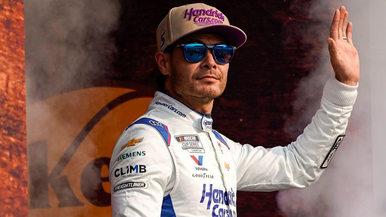 NASCAR Cup Series driver Kyle Larson is introduced before the Cracker Barrel 400 at Nashville Superspeedway in Lebanon, Tenn.