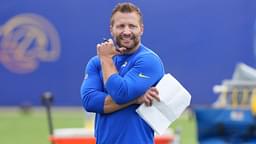 Los Angeles Rams head coach Sean McVay watches offensive drills during organized team activities at Rams Practice Facility.