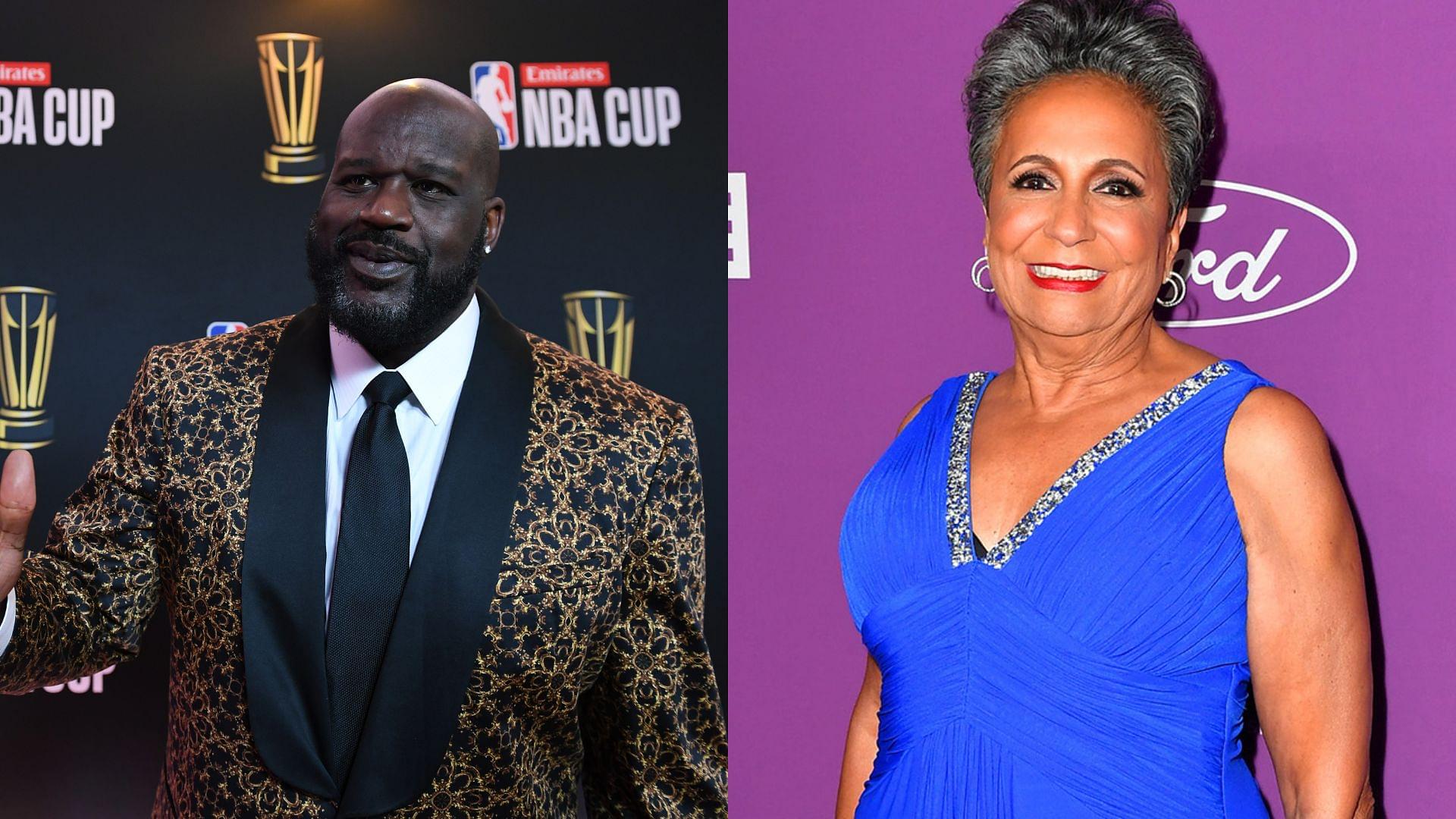 Shaquille O'Neal (L) and Cathy Hughes (R)