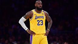 Apr 30, 2025; Los Angeles, California, USA; Los Angeles Lakers forward LeBron James (23) reacts during the first half in game five of first round for the 2025 NBA Playoffs at Crypto.com Arena