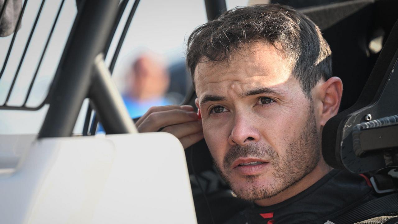 Kyle Larson (57) gets ready to hit the track at the World of Outlaws sprint car event Friday, June 6, 2025, at the Plymouth Dirt Track in Plymouth, Wisconsin.