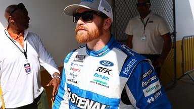 NASCAR Cup Series driver Chris Buescher (17) walks to the drivers meeting before the Daytona 500 at Daytona International Speedway.