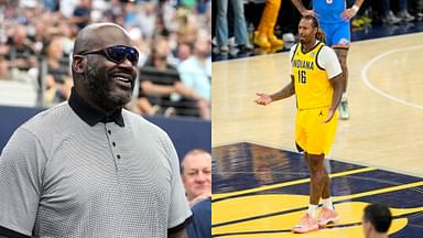 Shaquille O'Neal (L), James Johnson (R)