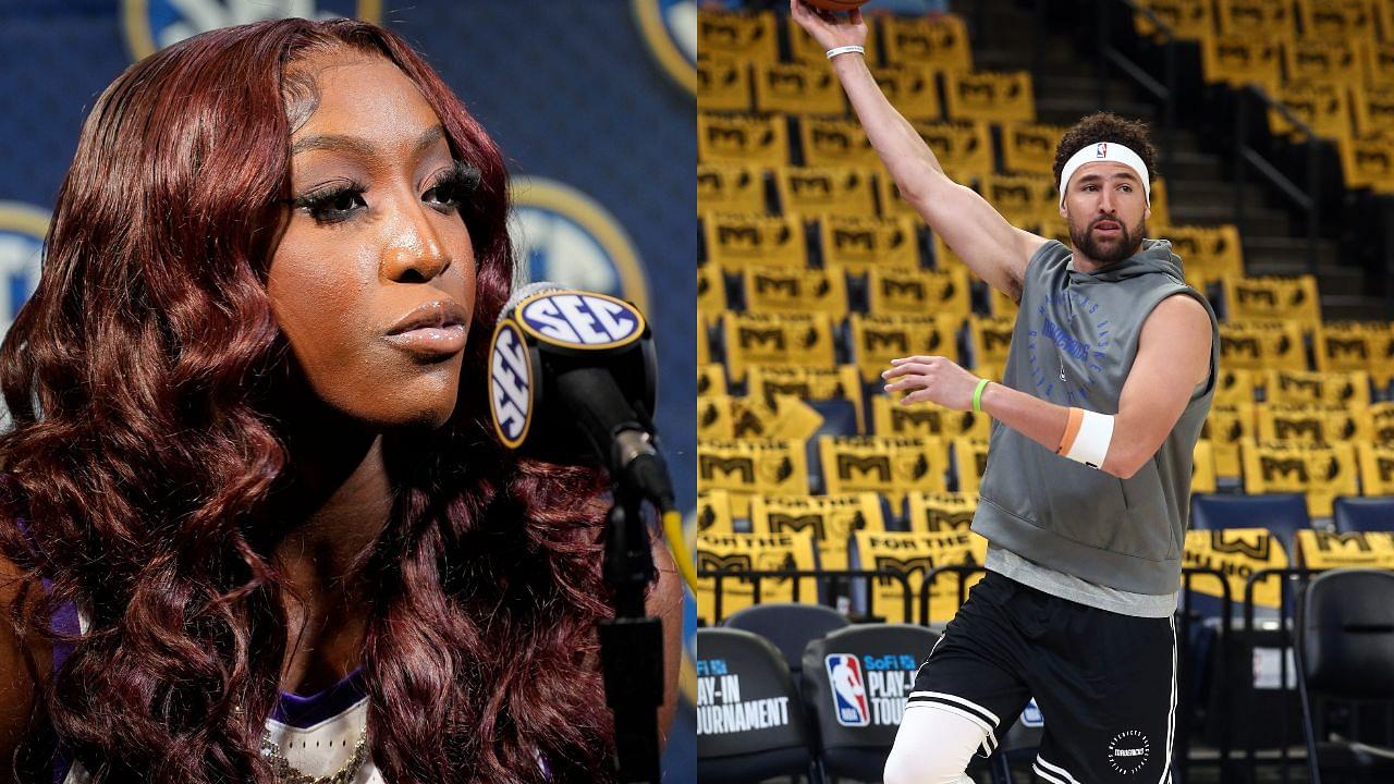 Flau’jae Johnson (L), Klay Thompson (R)