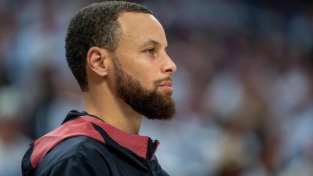 May 8, 2025; Minneapolis, Minnesota, USA; Golden State Warriors guard Stephen Curry (30) looks on from the bench against the Minnesota Timberwolves in the second half during game two of the second round for the 2025 NBA Playoffs at Target Center