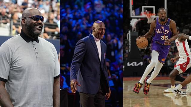 Shaquille O'Neal (L), Michael Jordan (C), Kevin Durant (R)