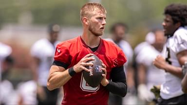 New Orleans Saints quarterback Tyler Shough (6) passes the ball during minicamp at Ochsner Sports Performance Center.