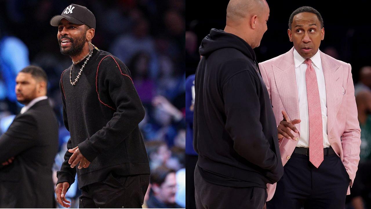 Kyrie Irving (L) and Stephen A. Smith (R)