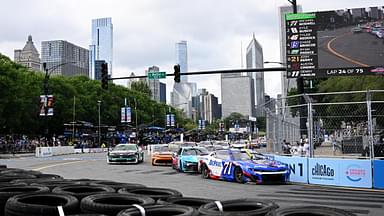 NASCAR Cup Series driver Michael McDowell (71) leads the field during the Grant Park 165 at Chicago Street Race.