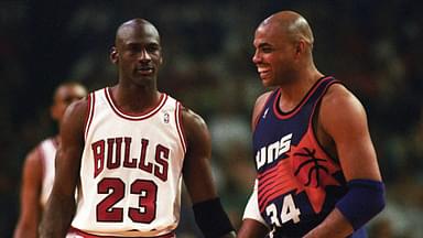 Michael Jordan and Charles Barkley during the 1993 NBA Finals in Chicago.