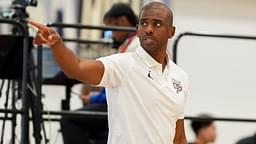 NBA player Chris Paul looks on as Team CP3 plays a game against Nightrydas at Nike EYBL at the Memphis Sports & Events Center on Saturday, May 17, 2025.