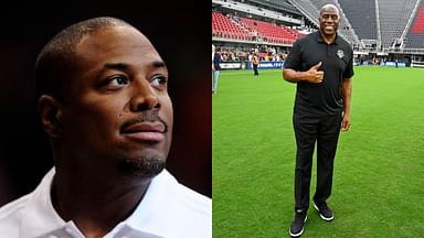Cedric Ceballos (L), Magic Johnson (R)