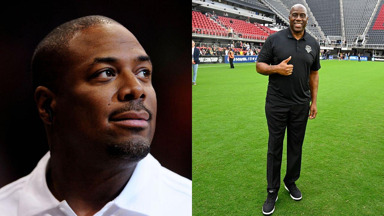 Cedric Ceballos (L), Magic Johnson (R)
