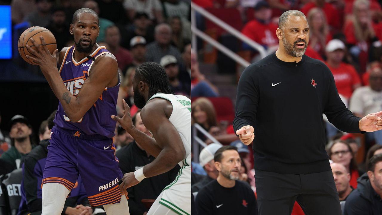 Kevin Durant (L), Ime Udoka (R)