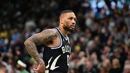 Milwaukee Bucks guard Damian Lillard (0) looks on in the first quarter during game four against the Indiana Pacers of first round for the 2024 NBA Playoffs at Fiserv Forum. Lillard left the game early in the in the first quarter with an injury.