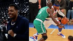 Paul Pierce (L), Kevin Garnett and Carmelo Anthony (R)