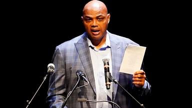 Charles Barkley speaks during the funeral service for Grant Woods, the former Arizona attorney general at the Orpheum Theatre.