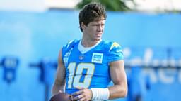 Los Angeles Chargers quarterback Justin Herbert (10) during training camp at The Bolt