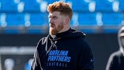 Dec 22, 2024; Charlotte, North Carolina, USA; Carolina Panthers quarterback Andy Dalton (14) during pregame warmups against the Arizona Cardinals at Bank of America Stadium.