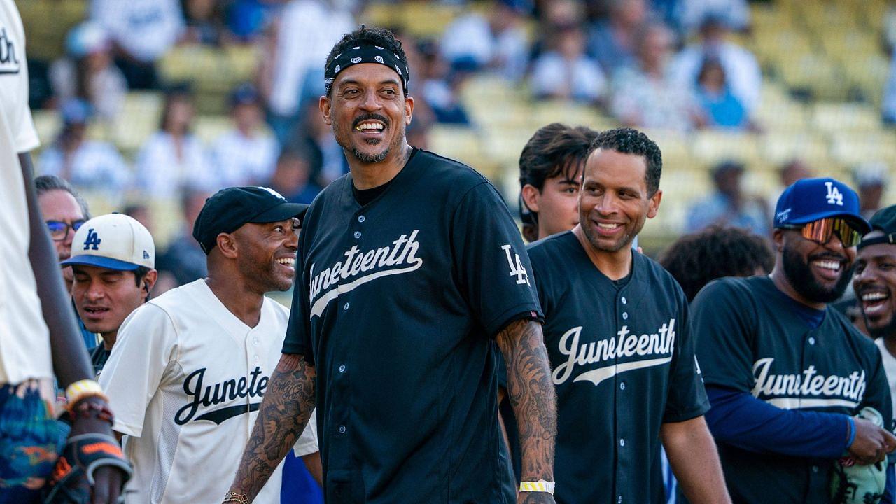 NBA great Matt Barnes during the Mookie Betts Juneteenth Celebrity AllStar Game prior to the start of the Los Angeles Dodgers and the visiting San Diego Padres contest
