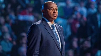 NBA great Charles Barkley is honored for being selected to the NBA 75th Anniversary Team during halftime in the 2022 NBA All-Star Game at Rocket Mortgage FieldHouse