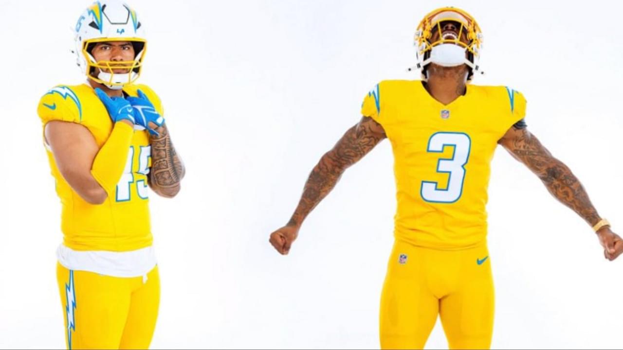 Los Angeles Chargers All-Gold Power Uniforms