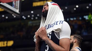 Dallas Mavericks forward Anthony Davis (3) reacts during a time out in the fourth quarter against the Memphis Grizzlies at FedExForum.