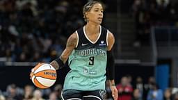 Natasha Cloud (9 New York Liberty) in action during the game between the Chicago Sky and New York Liberty on Thursday May 22, 2025 at Wintrust Arena, Chicago