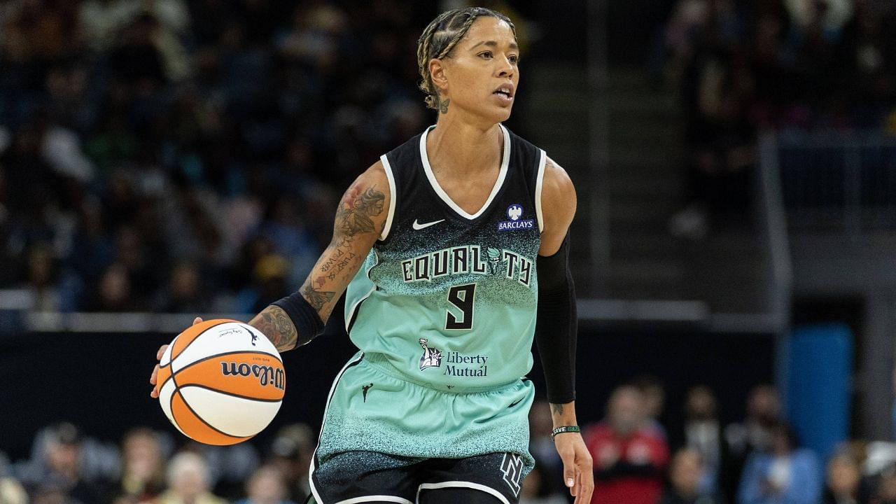 Natasha Cloud (9 New York Liberty) in action during the game between the Chicago Sky and New York Liberty on Thursday May 22, 2025 at Wintrust Arena, Chicago
