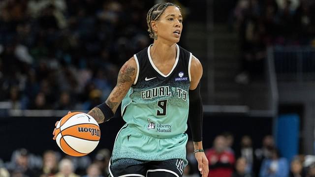 Natasha Cloud (9 New York Liberty) in action during the game between the Chicago Sky and New York Liberty on Thursday May 22, 2025 at Wintrust Arena, Chicago