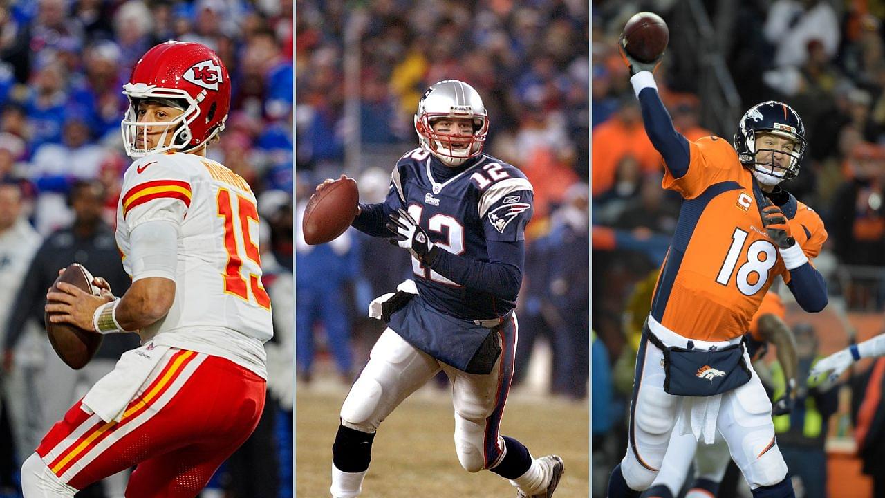 Patrick Mahomes, Tom Brady and Peyton Manning