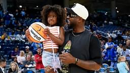 Former basketball player Dwyane Wade attends a WNBA game between the Chicago Sky and Connecticut Sun at Wintrust Arena.