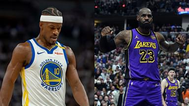 Jimmy Butler (L) and LeBron James (R)