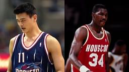 Yao Ming (L), Hakeem Olajuwon (R)