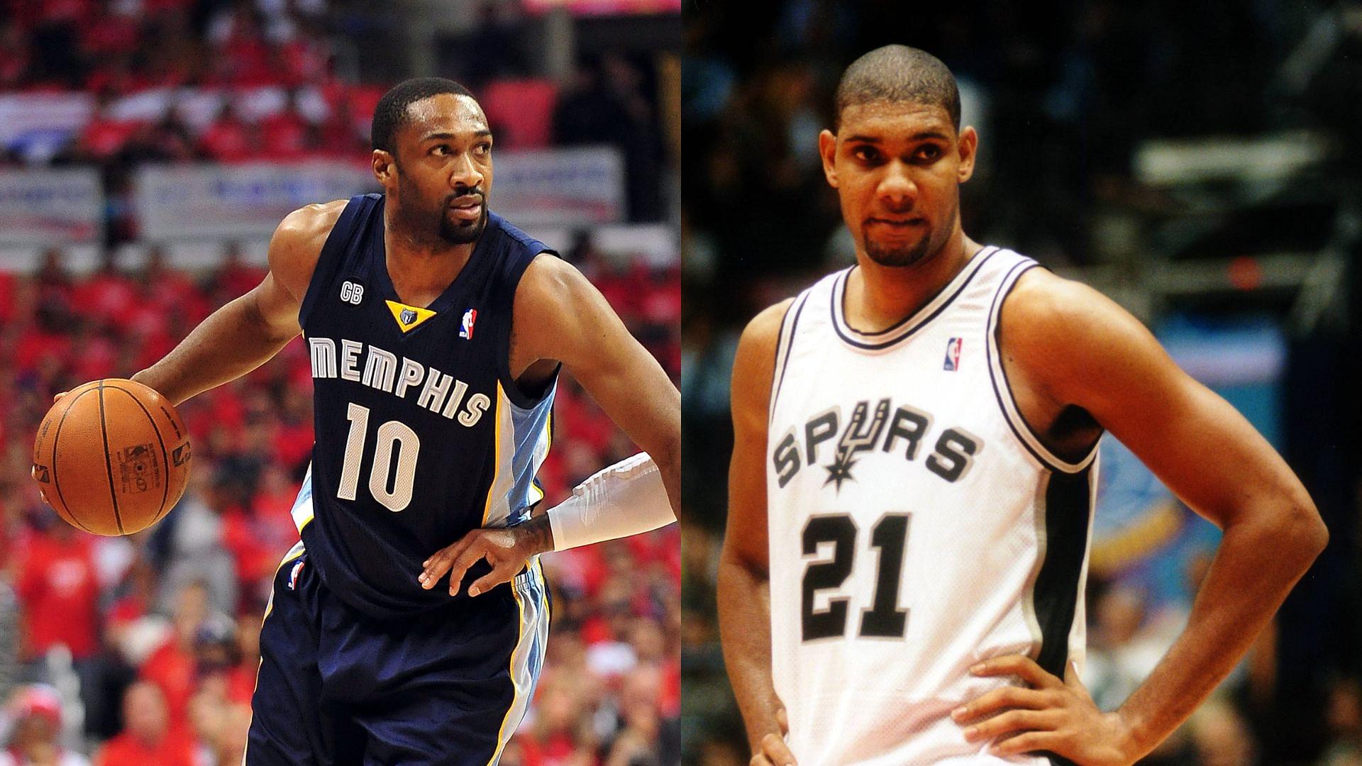 Gilbert Arenas (L) and Tim Duncan (R)